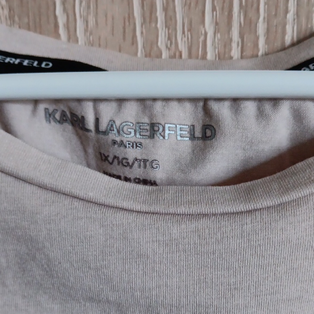 Karl Lagerfeld Light Beige Tee with Sparkling Logo - Picture 3 of 4